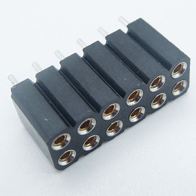 machined female header socket 2.54mm pitch insulation height=7.00mm round pin vertical through hole board to board