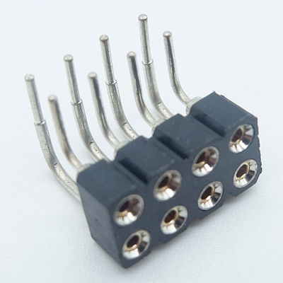 board to board connector double row machined female header 2.54mm pitch h=3.0/7.0mm round pin right angel through hole