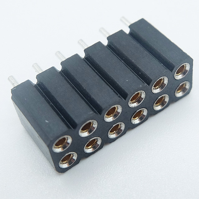 machined female header socket 2.54mm pitch insulation height=7.00mm round pin vertical through hole board to board