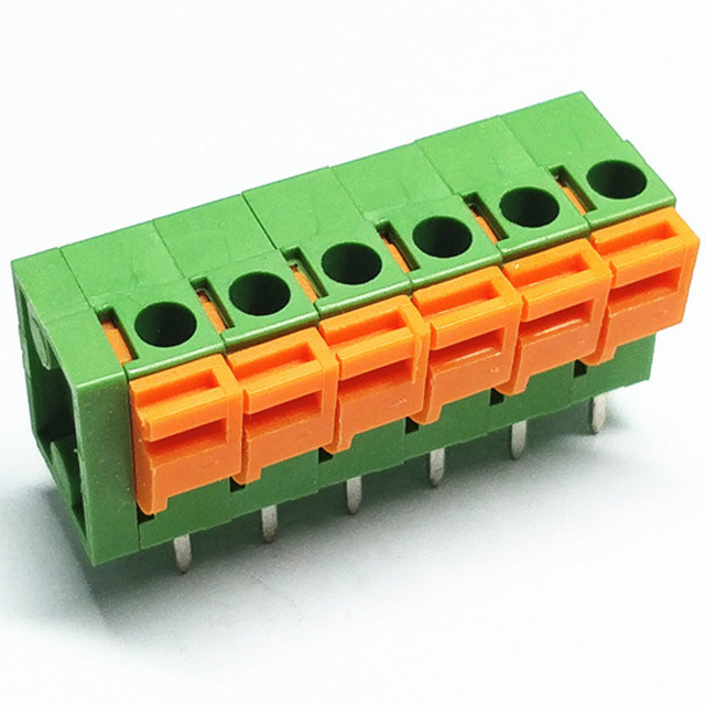 pcb spring screwless terminal blocks free hanging 2.54mm pitch vertical through hole type